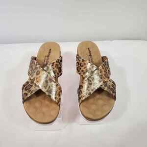 Walking Cradles Sandals Women's 8.5 Hudson Metallic Leopard Leather Slip On New